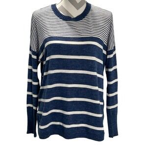 Vineyard‎ Vines Womens Striped Relaxed Cotton Sweater Blue White Crewneck Small